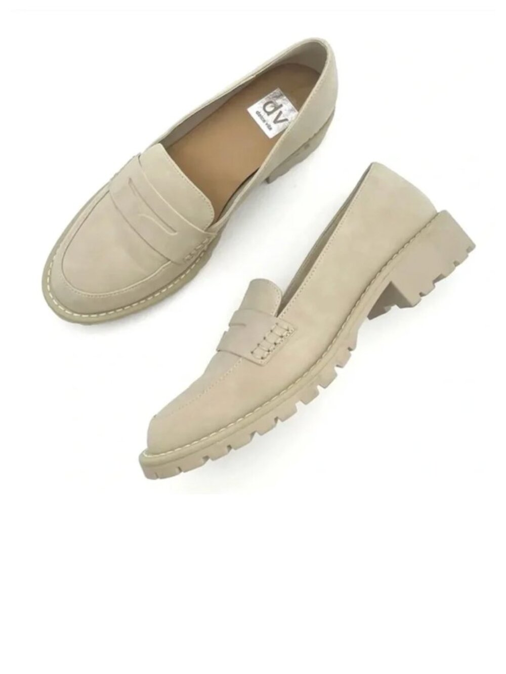 NEW DV Dolce Vita Catalina Lug Sole Loafer Light Taupe Faux Suede